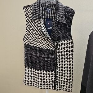 Chaps Black and White Knit Vest